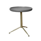 Benjara BM204737 Round Wooden Side Table with Tripod Base, Small, Gold and Gray