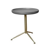 Benjara BM204738 Round Wooden Side Table with Tripod Base, Large, Gold and Gray