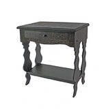 Benjara BM204748 Wooden End Table with 1 Drawer and 1 Bottom Shelf, Black and Gold