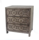 Benjara BM204751 Geometric Wooden Storage Cabinet with 3 Drawers, Distressed Gray