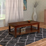 Benjara BM205340 Traditional Coffee Table with Rectangular Top and Tapered Legs, Brown