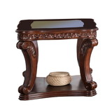 Benjara BM205360 Traditional End Table with Cabriole Legs and Wooden Carving, Brown