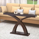 Benjara BM205365 Sofa Table with X-Cross Base Support and Open Bottom Shelf, Brown