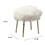 Benjara BM205378 Faux Fur Upholstered Contemporary Metal Ottoman, White and Gold