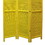 Benjara BM205397 3 Panel Foldable Wooden Shutter Screen with Straight Legs, Yellow