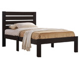 Benjara BM205566 Contemporary Style Wooden Full Size Bed with Slatted Headboard, Brown