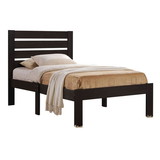 Benjara BM205567 Contemporary Style Wooden Twin Size Bed with Slatted Headboard, Brown