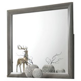Benjara BM205576 Transition Style Wooden Mirror with Rectangular Shape, Gray and Silver