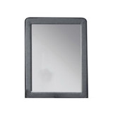Benjara BM205582 Fabric Upholstered Wooden Frame Mirror with Welt Trim, Light Gray