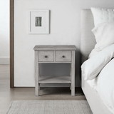Benjara BM205695 Transitional Nightstand with Two Drawers and Bottom Shelf, Gray