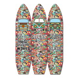 Benjara BM205778 Beach Themed Surfboard Shaped 3 Panel Room Divider, Multicolor