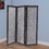 Benjara BM205788 Wooden 3 Panel Room Divider with Textured Diamond Pattern, Gray and Black