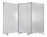 Benjara BM205794 Accordion Style Plastic Inserts 3 Panel Room Divider with Casters, Gray