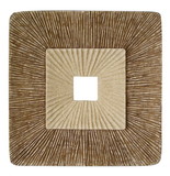 Benjara BM205838 Square Sandstone Wall Decor with Ribbed Details, Large, Brown and Beige