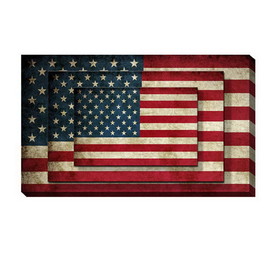 Benjara BM205848 Rectangle 3 Tier Stacked Wall Art with US Flag Print, Set of 4, Multicolor