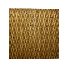 Benjara BM205908 Modern Style Wooden Wall Decor with Patterned Carving, Large, Gold