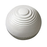 Benjara BM205919 Contemporary Sandstone Polished Ball with Step Carved Lines, White