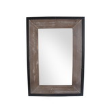 Benjara BM205943 Transitional Mirror with Wooden Framing and Metal Outline, Black & Brown