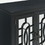Benjara BM205970 Trellis Front Wood and Glass TV stand with Cabinet Storage, Black