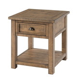 Benjara BM205977 Coastal Style Square Wooden End Table with 1 Drawer, Brown