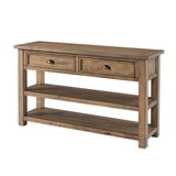 Benjara BM205978 Coastal Style Rectangular Wooden Console Table with 2 Drawers, Brown