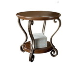 Benjara BM206143 Round End Table With A Bottom Shelf and Designed Curvy Legs, Brown