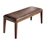 Benjara BM206274 Wooden Dining Bench with Fabric Padded Seat and Nailhead Trims in Brown