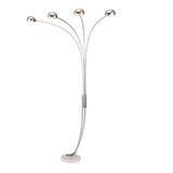 Benjara BM206281 Modern Metal Arch Lamp with 4 Lights and Marble Base, Silver