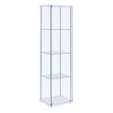 Benjara BM206503 Glass and Metal Curio Cabinet with 4 Shelves, Clear and White