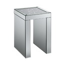 Benjara BM206517 Mirror Panelled Accent Table with Crystal Embellished Top, Silver
