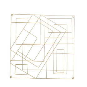 Benjara BM206733 Contemporary Style Square Frame Metal Wall Decor, Gold