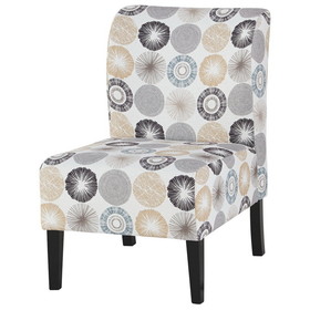Benjara BM207214 Wooden Armless Accent Chair with Fabric Upholstery, Multicolor