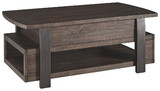 Benjara BM207230 Wood and Metal Lift Top Coffee Table with Open Shelf, Brown