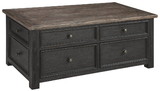 Benjara BM207232 Wooden Lift Top Coffee Table with Drawers and Caster, Black and Brown