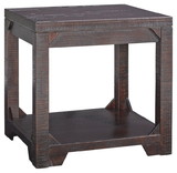 Benjara BM207237 Rough Sawn Textured Wooden End Table with One Shelf, Brown