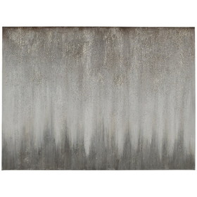 Benjara BM207261 Wood and Canvas Abstract Wall Art, Silver and Gray