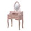 Benjara BM207329 7 Drawers Wooden Frame Vanity Set with Stool and Cabriole Legs in Rose Gold