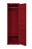 Benjara BM207431 Single Door Wardrobe with Double Storage Compartment and Cremone Bolt, Red