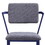 Benjara BM207442 Fabric Upholstered Metal Base Chair with Flared Armrest, Blue and Gray