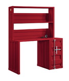 Benjara BM207445 Industrial Style Desk and Hutch and Storage Space with Recessed Panel, Red