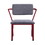 Benjara BM207446 Fabric Upholstered Metal Base Chair with Flared Armrest, Red and Gray
