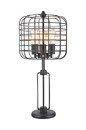 Benjara BM207452 Contemporary Style Caged Shade Table Lamp with Open Design, Black