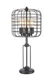 Benjara BM207452 Contemporary Style Caged Shade Table Lamp with Open Design, Black