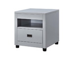 Benjara BM207458 Transitional Style Wooden End Table with 1 Drawer, Gray and Black