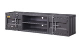 Benjara BM207477 Industrial Container Style TV Stand with Two Open Shelves, Gray