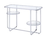 Benjara BM207516 Contemporary Metal Sofa Table with Glass Top, Silver and Clear
