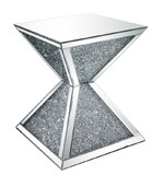 Benjara BM207518 Sparkling End Table with Faux Diamonds Inlay , Silver and Clear