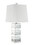 Benjara BM207534 Contemporary Square Table Lamp with Pedestal Mirrored Base, White and Clear