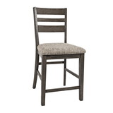 Benjara BM208469 Wooden Counter Height Stool with Ladder Type Backrest, Set of 2, Brown