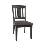 Benjara BM208502 Chair with Fabric Padded Seat and Slatted Backrest, Set of 2, Gray